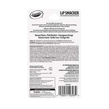 Lip Smacker Crayola Crayon Flavored Lip Balm - Moisturizing, Soothing Trio Banana Mania, Pink Sherbert, & Outrageous Orange
