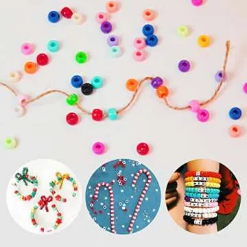 Pony Beads, 2400Pcs 6x9mm Including 1200Pcs Pony Beads and 1200Pcs Glitter Pony Beads Multi-Color Beads for Bracelet Making, Plastic Beads for Craft, Bulk Rainbow Hair Beads for DIY Kandi Jewelry