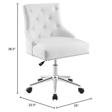 Modway Regent Tufted Button Faux Leather Swivel Office Chair with Nailhead Trim in White