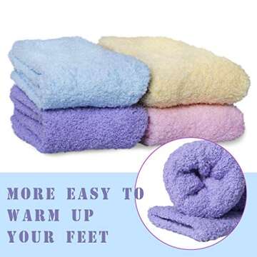 6 Pairs Womens Fuzzy Socks Winter Warm Soft Cozy Fluffy Microfiber House Sleeping Slipper Socks Christmas Gifts,A3-Rainbow Socks