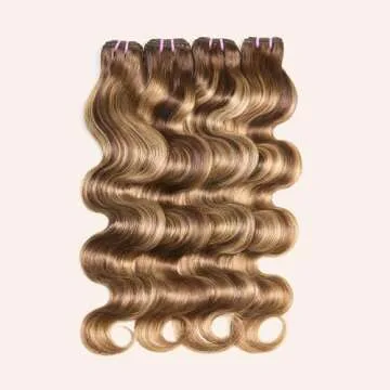 Human Hair Bundles 4 Bundle 16 18 20 22 Inch Hair Extensions Honey Blonde Highlight Body Wave Bundle...