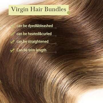 Human Hair Bundles 4 Bundle 16 18 20 22 Inch Hair Extensions Honey Blonde Highlight Body Wave Bundles Human Hair 100% Unprocessed Brazilian Virgin Hair Quick Weave Bundles Human Hair P4/27