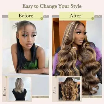 Human Hair Bundles 4 Bundle 16 18 20 22 Inch Hair Extensions Honey Blonde Highlight Body Wave Bundles Human Hair 100% Unprocessed Brazilian Virgin Hair Quick Weave Bundles Human Hair P4/27