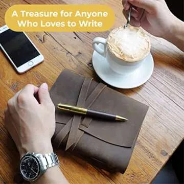 Leather Journal Gift Set with Antique Leather Bookmark + Pen, Handmade Writing Notebook 7x5 Inches Unlined Leather Bound Daily Notepad For Men For Women, Luxury Gift Box Diary for all ages