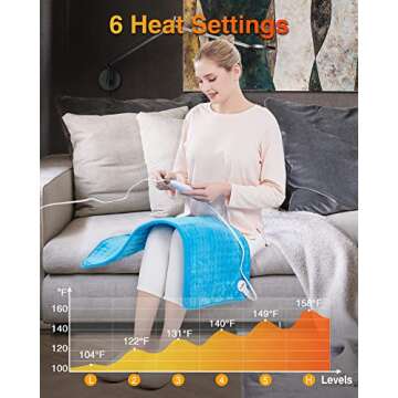 [5 Year Warranty] WOOMER Electric Heating Pad for Back Pain & Cramps Relief, 33"x17" Extra Large, He...