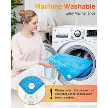 [5 Year Warranty] WOOMER Electric Heating Pad for Back Pain & Cramps Relief, 33"x17" Extra Large, Heat Pad with Multi-Color Option, Moist Heat Therapy Feature, Auto Shut-Off, Power Cords Storage Belt