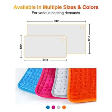 [5 Year Warranty] WOOMER Electric Heating Pad for Back Pain & Cramps Relief, 33"x17" Extra Large, Heat Pad with Multi-Color Option, Moist Heat Therapy Feature, Auto Shut-Off, Power Cords Storage Belt