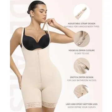 FeelinGirl Shapewear for Women Tummy Control Butt Lifter Open Bust Bodysuit Full Body Shapewear Beige L