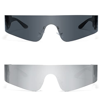 Affordable Futuristic Wrap Around Sunglasses by VANLINKER
