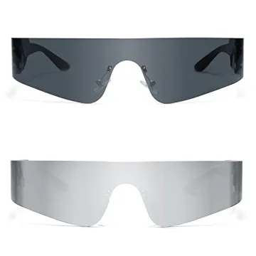 Affordable Futuristic Wrap Around Sunglasses by VANLINKER