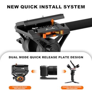 Monopod with Feet, 73.2 inch Professional Camera Monopod Tripod, with New Q6 Fluid Head for DJI RS4 Manfrotto, Aluminum Portable Travel Video Monopod with Removable Tripod Stand Base, Max Load 22 Lbs