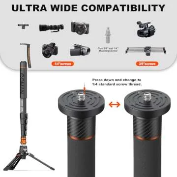 Monopod with Feet, 73.2 inch Professional Camera Monopod Tripod, with New Q6 Fluid Head for DJI RS4 Manfrotto, Aluminum Portable Travel Video Monopod with Removable Tripod Stand Base, Max Load 22 Lbs