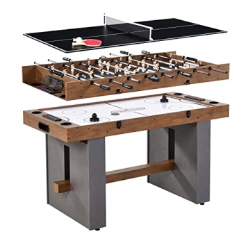 Barrington 3-in-1 Combination Game Table 54”, Foosball, Air-Powered Hockey and Table Tennis Combo ...