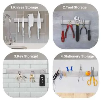 Ninonly 12 Inch Magnetic Knife Strip, Premium Stainless Steel Wall Mounted Kitchen Knives Bar,Space-Saving Powerful No Drilling Magnetic Knife Rack for Home Kitchen Utensil Holder & Tool Holder