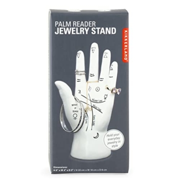 Kikkerland Palm Reader Jewelry Display Mannequin Holder Organizer Storage Stand, White, for Rings, B...