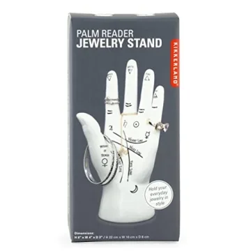 Kikkerland Palm Reader Jewelry Display Mannequin Holder Organizer Storage Stand, White, for Rings, B...