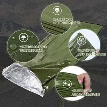 Mezonn Emergency Sleeping Bag & Tent Shelter Survival Bivy Sack Use as Emergency Blanket Lightweight Survival Gear for Outdoor Hiking Camping Keep Warm After Earthquakes, Hurricanes and Other disaster
