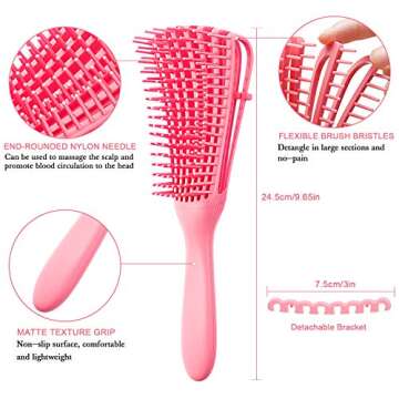 2 Pieces Detangling Brush for Afro America/African Hair Textured 3a to 4c Kinky Wavy/Curly/Coily/Wet...