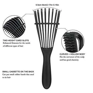 2 Pieces Detangling Brush for Afro America/African Hair Textured 3a to 4c Kinky Wavy/Curly/Coily/Wet/Dry/Oil/Thick/Long Hair, Knots Detangler Easy to Clean (Black, Pink)