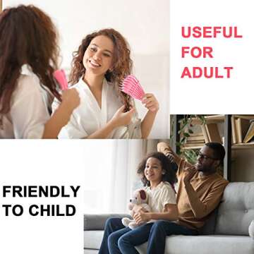 2 Pieces Detangling Brush for Afro America/African Hair Textured 3a to 4c Kinky Wavy/Curly/Coily/Wet/Dry/Oil/Thick/Long Hair, Knots Detangler Easy to Clean (Black, Pink)