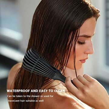 2 Pieces Detangling Brush for Afro America/African Hair Textured 3a to 4c Kinky Wavy/Curly/Coily/Wet/Dry/Oil/Thick/Long Hair, Knots Detangler Easy to Clean (Black, Pink)