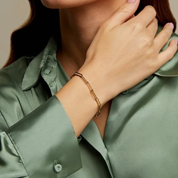 KissYan Gold Layered Bead Bracelets Set for Women - 14K Gold Plated Jewelry