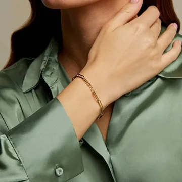 KissYan Gold Layered Bead Bracelets Set for Women - 14K Gold Plated Jewelry