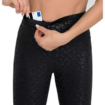 Dragon Fit Compression Yoga Pants with Inner Pockets in High Waist Athletic Pants Tummy Control Stretch Workout Yoga Legging Black Leopard