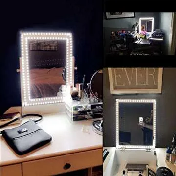 ZOKON 13ft/4M Led Vanity Mirror Lights Kit Bendable NO Need to Cut Vanity Make-up Mirror Cloakroom Adjustable Strip Light Table Set with Dimmer and Power Supply Mirror Not Included (Switch Versions)