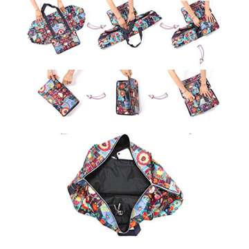 Large Foldable Travel Duffel Bag, Sports Tote Gym Bag For Women with Trolley Sleeve Weekender Overnight Carry On Checked Luggage Bag Hospital Bag Tote Shoulder Handbag Bag (flower rose)