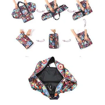 Large Foldable Travel Duffel Bag, Sports Tote Gym Bag For Women with Trolley Sleeve Weekender Overnight Carry On Checked Luggage Bag Hospital Bag Tote Shoulder Handbag Bag (flower rose)