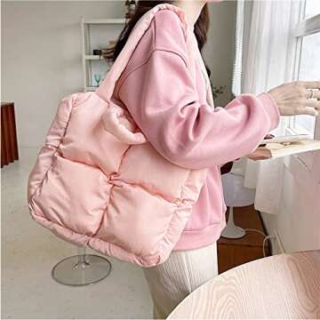 Chic Quilted Puffer Tote Bag for Trendy Women