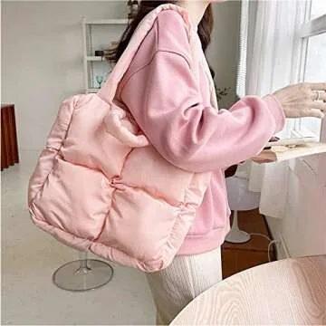 Chic Quilted Puffer Tote Bag for Trendy Women