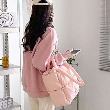 Chic Quilted Puffer Tote Bag for Trendy Women