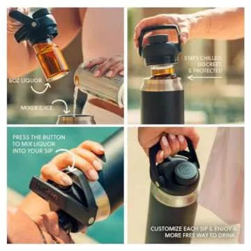 Flaskap FreePour System 26oz Bottle with 6oz Removable Liquor Well (26 oz, Bright White)