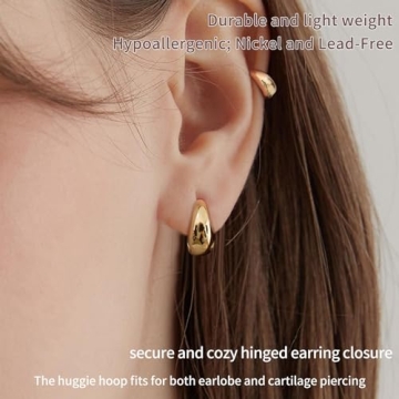 14K Gold Plated Gold Hoop Earrings Set for Women