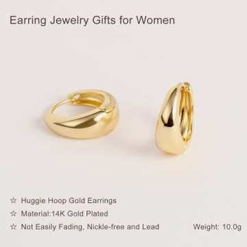 14K Gold Plated Gold Hoop Earrings Set for Women
