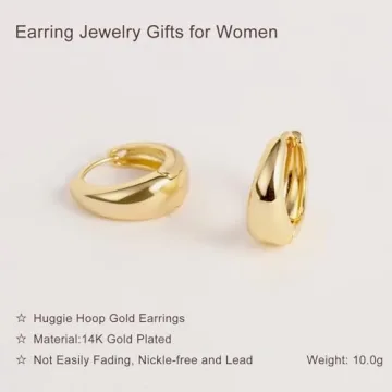 14K Gold Plated Gold Hoop Earrings Set for Women