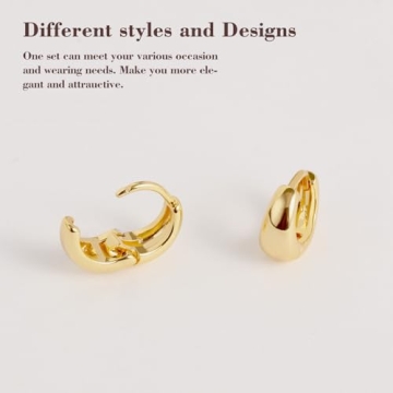 14K Gold Plated Gold Hoop Earrings Set for Women