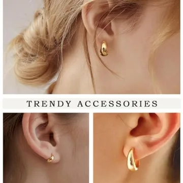 14K Gold Plated Gold Hoop Earrings Set for Women