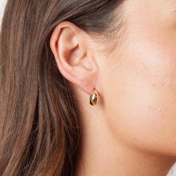 14K Gold Plated Gold Hoop Earrings Set for Women