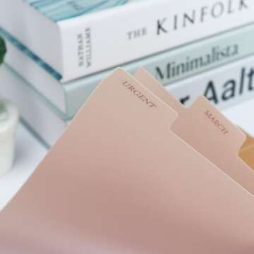 Koqye 8-Tab Binder Index Dividers for 3 Ring Binders, Colored Plastic Dividers withTabs, 3 Hole Punched Sturdy Dividers - Organize School and Office (Pink - 1 Pack)