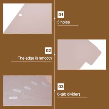 Koqye 8-Tab Binder Index Dividers for 3 Ring Binders, Colored Plastic Dividers withTabs, 3 Hole Punched Sturdy Dividers - Organize School and Office (Pink - 1 Pack)