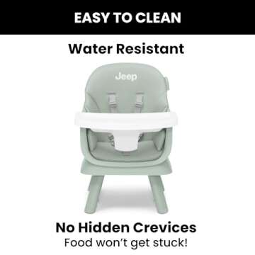 Jeep Milestone 6-in-1 High Chair by Delta Children - High Chair Converts to Stool, Booster Seat, Toddler Chair, Activity Table and Desk and Chair, Sage Green