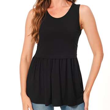 Bearsland Women's Maternity Nursing Tank Tops Sleeveless Scoop Neck Breastfeeding Shirt Pregnancy Cl...