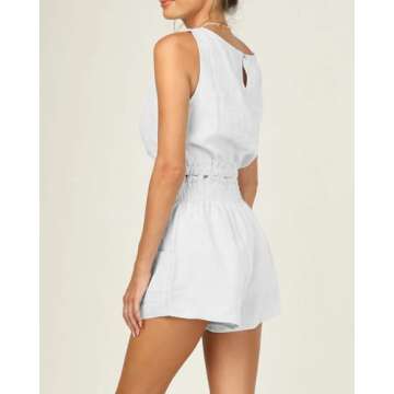 Eurivicy Women's 2 Piece Outfits Sleeveless Crop Tank Top and High Waist Pocketed Shorts Loose Summer 2pcs Short Sets