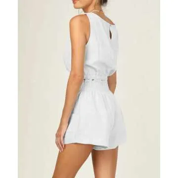 Eurivicy Women's 2 Piece Outfits Sleeveless Crop Tank Top and High Waist Pocketed Shorts Loose Summer 2pcs Short Sets