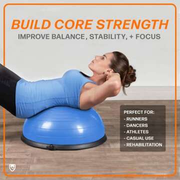 URBNFit Half Balance Ball - Stability Balance Board Trainer w/Resistance Bands for Core and Full Body Exercise