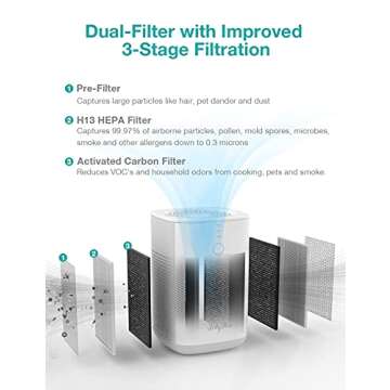 RedyPure Air Purifiers for Home Bedroom with H13 HEPA Filter, Desktop Air Purifier for Office, Quiet Mini Air Purifier Cleaner for Small Room, Removes Allergies,Pollen,Dust,Odor,Pet Hair,Smoke - JR6