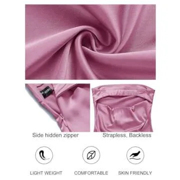 Elegant MEROKEETY Strapless Satin Tube Maxi Dress